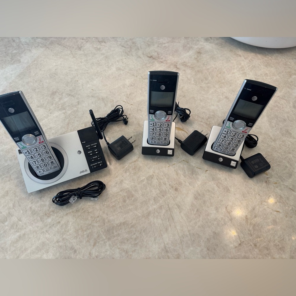 AT&T Cordless Phone Set with Answering Machine - Black and Silver